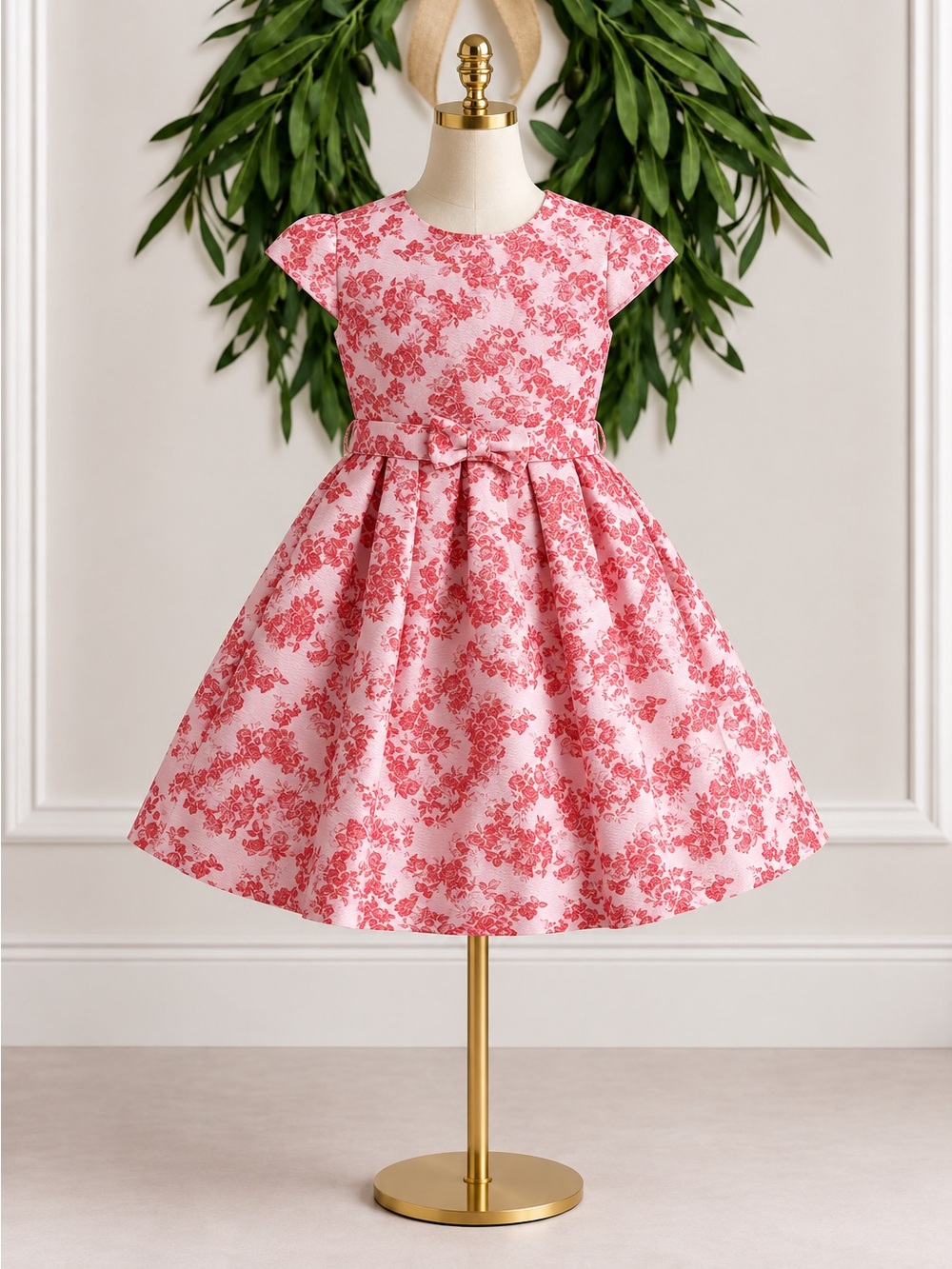 Rachel Riley Formal Party Dress Pink Metallic Floral Damask 8 Princess